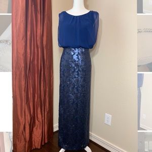UNIQUE Aidan Mattox blue evening gown
